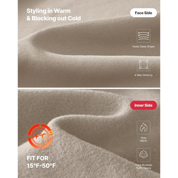 Fleece Lined Pants Women Wide Leg Work Trousers with Pockets High Waisted Sweatp - Picture 3 of 6